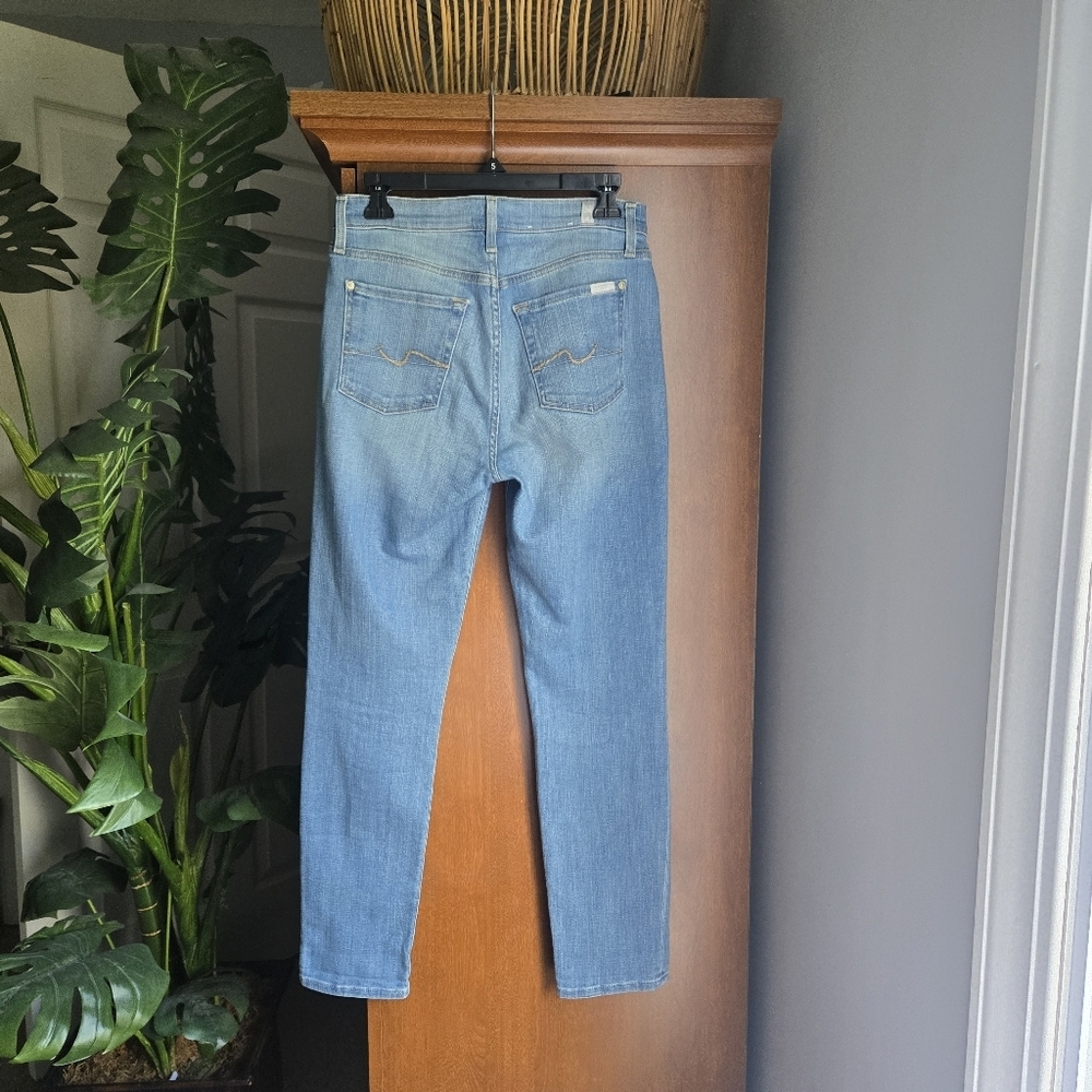 7 For All Mankind Blue Straight Leg Jeans - Picture 2 of 8